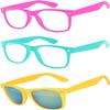 3 Pack Kids Sunglasses Clear Lens Pink Turquoise Matte Mirror Lens Yellow view 1