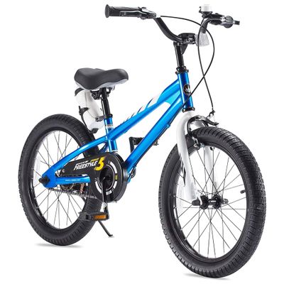 RoyalBaby Freestyle Kids Bike 18 Inch Wheel Bicycle for Boys Girls Ages 5-9 Years, with 2 Hand Brakes, Blue