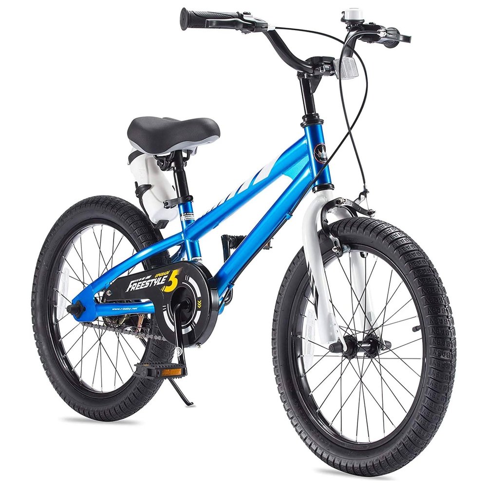 RoyalBaby Freestyle Kids Bike 18 Inch Wheel Bicycle for Boys Girls Ages 5-9 Years, with 2 Hand Brakes, Blue