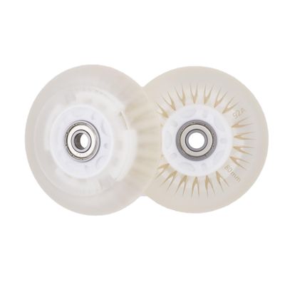 Rollerex Glowrider 92A Inline Skate Wheels w/Built-In Magnetic LED Lights & Incl. Bearings Light-Up Wheels for Roller blades, Scooters, More (2-Pack) (Frosty White, 76mm)