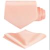 TIE G Solid Satin Woven dyed Color Formal Black Necktie and Pocket Square Sets in Gift Box (Peach Puff) view 1