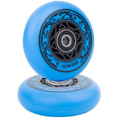 AOWISH 76mm 90a Ripsurf Wheels w/Bearings ABEC-9 for RipStik DLX Caster Board, Deluxe Junior Skateboard, 2 Wheel Pivoting Skateboard, Caster Board Skateboard (Set of 2) (Blue)