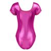 YOOJIA Women's Shiny Metallic Liquid Short Sleeve Gymnastic Dance Leotard Bodysuit Dancewear Rose Large view 4