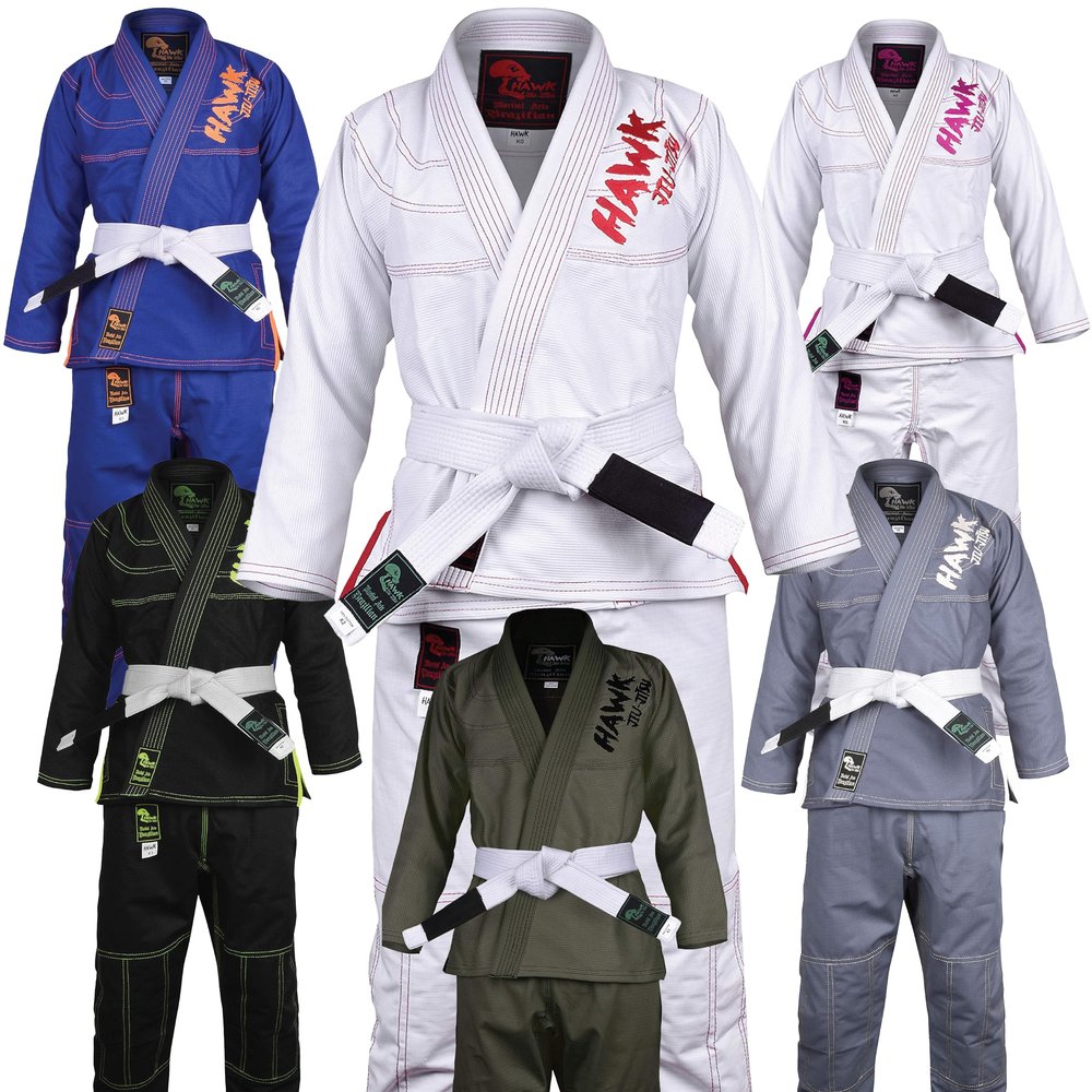 Brazilian Jiu Jitsu, Kids Jiu Jitsu Gi Children BJJ Gi Grappling Kimonos Lightweight with Free White Belt (K000, Boys White)