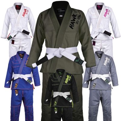 Hawk Sports Brazilian Jiu Jitsu Gi for Kids, Ultra-Light Extra Tough Premium Fabric Kids BJJ Gi for Martial Arts Training & Competition, Comfortable Perfect Fit BJJ Gear - Size K000, Military Green
