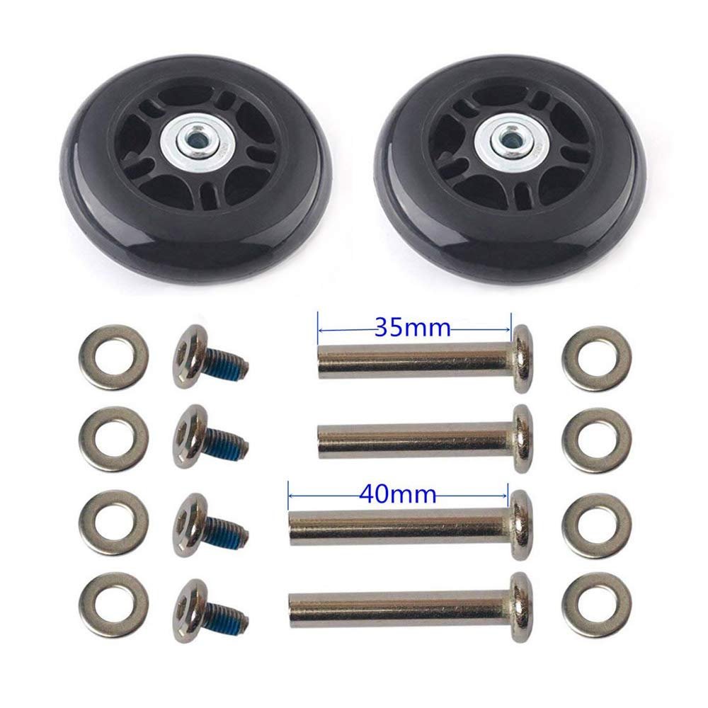 Ricrrover Luggage Suitcase Wheels 63x24mm/2.48" x0.94'' w/ 6mm ABEC 608zz Bearings, Inline Outdoor Skate Replacement Wheels, Set of (2) (OD:63 W:24 ID:6 Axles:35 & 40mm)