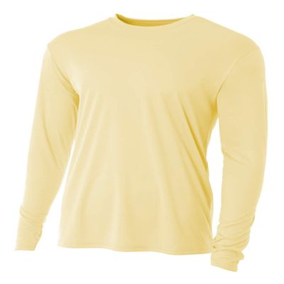 A4 Boy's Cooling Performance Long Sleeve Crew, LT Yellow, Medium
