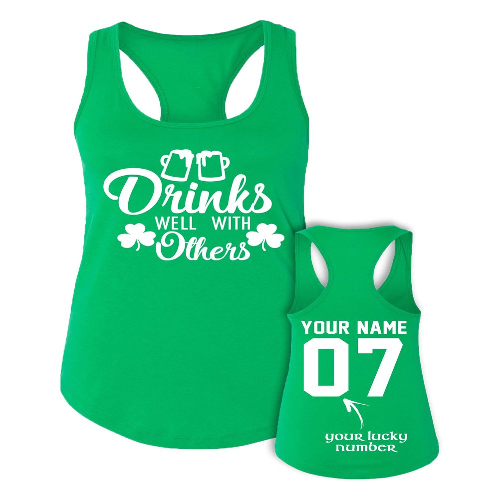 Drinks Well with Others Tank Top - St Patricks Day Shirt Women - Saint Paddys Tanks