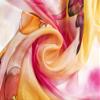 Invisible World Women's Silk Scarf for Hair Hand Painted Floral Poppy Garden view 2