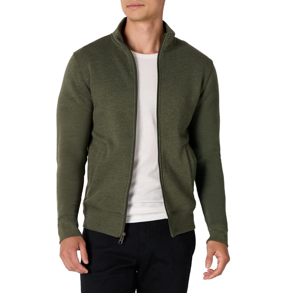 Amazon Essentials Men's Standard Full-Zip Fleece Mock Neck Sweatshirt, Olive Heather X-Large
