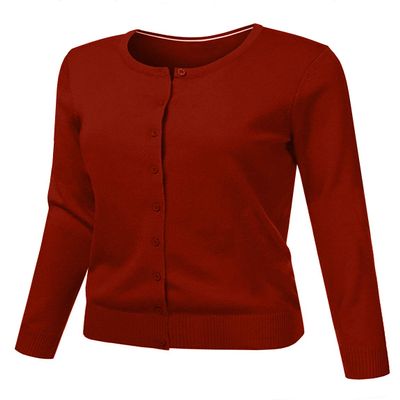 J. LOVNY Women's Basic Long Sleeve Crew Neck Button Down Simple Sweater Cardigan