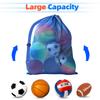 GSE Games & Sports Expert Blue 30"x40" Heavy Duty Mesh Drawstring Bag, Extra Large Sports Equipment Bag with Shoulder Strap for Soccer, Basketballs, Volleyballs, Footballs, Swimming Gear, Laundry view 4