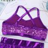CHICTRY Child Girls Activewear Sequins Mermaid Tank Top & Shorts Set for Gymnastics Leotard Dancing Sequins Fuchsia 7-8 view 3