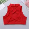 YiZYiF Kids Girls Basics Sportswear Athletic Long Sleeve Stretch Short Mock Neck T-Shirt Crop Top Sleeveless Red 8 view 3
