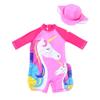 Baby Girl One Piece Swimsuit Sunsuit Long Sleeve Swimwear Rash Guard Toddler Kid Unicorn Bathing Suit Zip with Hat (6-7 Years/120) Pink view 1