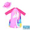 Baby Girl One Piece Swimsuit Sunsuit Long Sleeve Swimwear Rash Guard Toddler Kid Unicorn Bathing Suit Zip with Hat (6-7 Years/120) Pink view 2