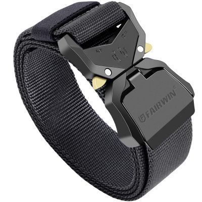 Tactical Belt for Men, 1.5 Inch Tactical Belts for Men, Casual Men's Belt, Nylon Web Work Belt with Heavy Duty Buckle(Black, L)