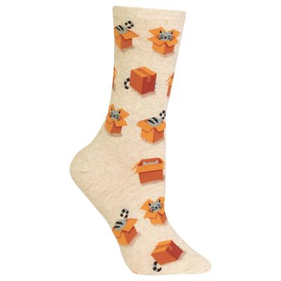 Hot Sox womens Cat Lovers Novelty Fashion Crew Casual Sock, Cats in Boxes (Natural Melange), 6 12 US