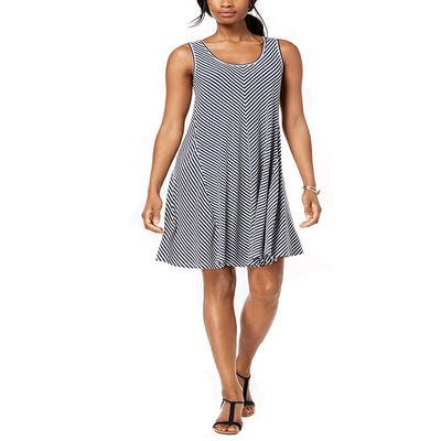 Style & Co. Womens Striped Daytime Tank Dress Navy XXL