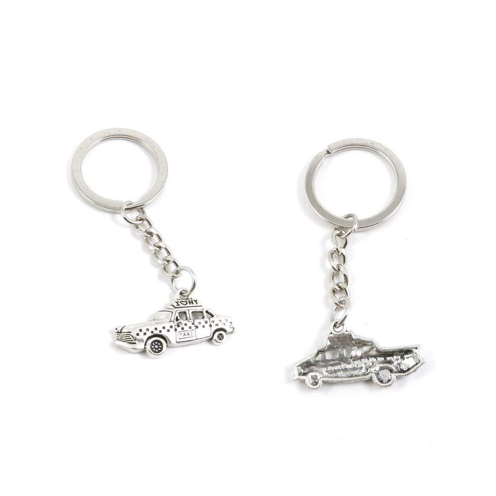 20 PCS Antique Silver Keyrings Keychains Key Ring Chains Tags Clasps A7DW5 Love Taxi