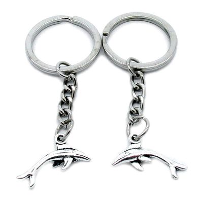 5 PCS Antique Silver Keyrings Keychains Key Ring Chains Tags Clasps AA461 Dolphin