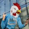 MOLEZU Rooster Mask Chicken Head Mask for Adult, Animal Cock Latex Props for Halloween Cosplay Costume Party Masquerade, White view 2