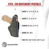 1791 GUNLEATHER Leather Gun Holster - 3 Way OWB Right Handed Thumb Break Holster - Fits Glock 17, 19, Ruger SR9 SR22, Sig P225, Springfield XDS, SW Shield MP9 MP40, Walther CCP, P22, Taurus G2 - Black view 3