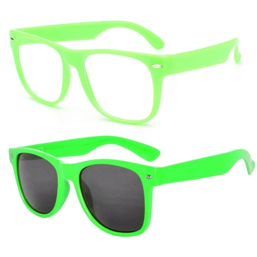 2 Pack Kids Glasses Green Clear Lens Polarized Smoke Lens