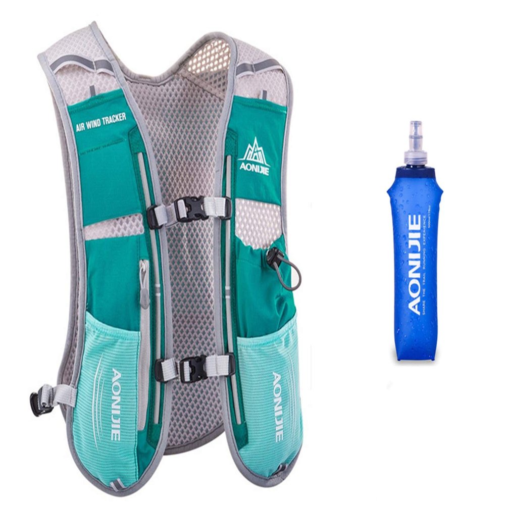 Win.Deeper 5L Lightweight Running Backpack Outdoor Sports Trail Racing Marathon Hiking Fitness Bag Hydration Vest Pack (Hellblue+ 500ML Water Bottle)