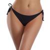 SHEKINI Women's Tie Side Bikini Bottom Ruched Back Brazilian Cheeky Swim Brief (Large, Manhattan Black - Bottom) view 1