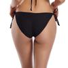 SHEKINI Women's Tie Side Bikini Bottom Ruched Back Brazilian Cheeky Swim Brief (Large, Manhattan Black - Bottom) view 3
