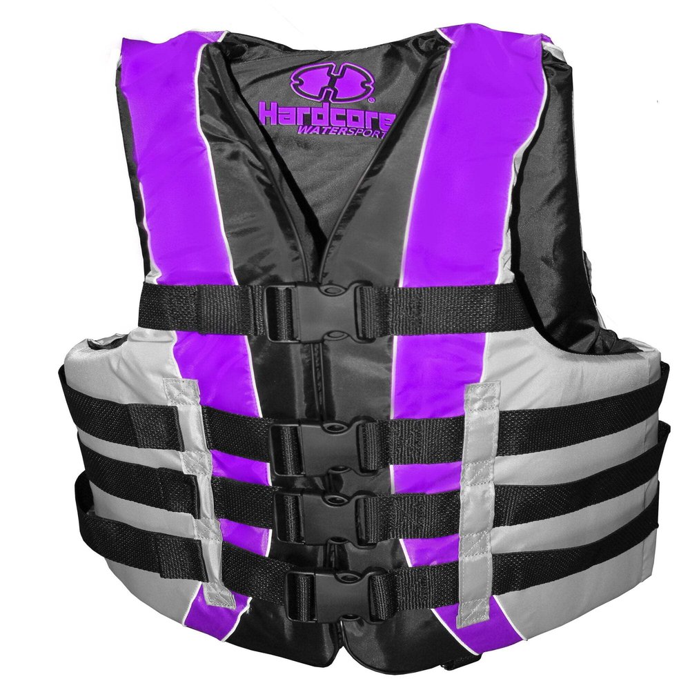 High-Performance Hardcore Adult Life Vest | USCG Approved Safety Flotation Device for Water Sports, Boating, and Outdoor Adventures | Fully Enclosed and Designed for Max Visibility Purple Adult L/XL