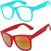 2 Pack Kids Sunglasses Clear Lens Turquoise Matte Mirror Lens Red view 1