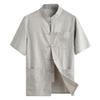 ZooBoo Men 's Tang Suit Summer Short - Traditional China Ancient Costume Male Martial Arts Tangzhuang Kung Fu Short Sleeve Shirt for Men - Cotton and linen (XL, Light gray) view 1