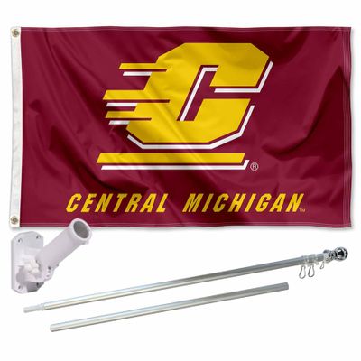 Central Michigan Chippewas Flag with Pole and Bracket Complete Set