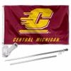 Central Michigan Chippewas Flag with Pole and Bracket Complete Set view 1