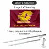 Central Michigan Chippewas Flag with Pole and Bracket Complete Set view 2