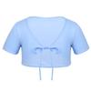 YiZYiF Girls' Classic Knitted Ballet Long Sleeve Wrap Top Warm-up Sweater Bolero Cardigan Cotton Sky Blue 2-3 view 1