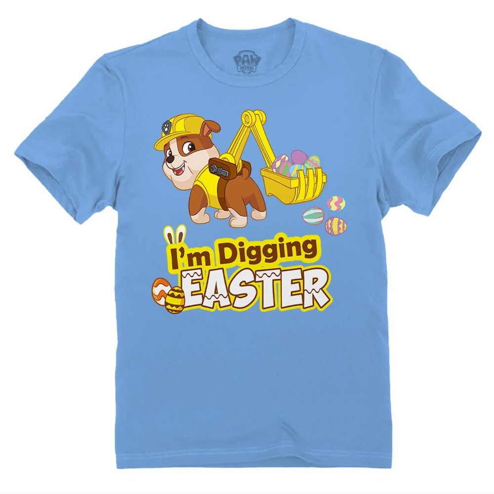 Tstars Paw Patrol Rubble Digging Easter Eggs T-Shirt Toddler Kids Egg Hunt Shirt for Boys & Girls 2T California Blue