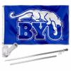 Brigham Young Cougars Vintage Flag with Pole and Bracket Complete Set view 1