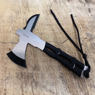 HWT239 Full Tang Fixed Blade Hunting Throwing Axe with Black Cord Handle (HWT239BK)