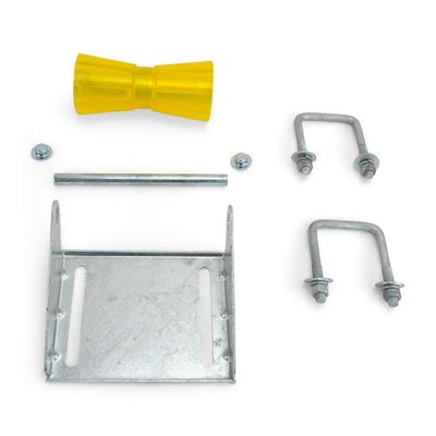Sturdy Built 8 inch Yellow Poly Vinyl Boat Trailer Keel Roller and Bracket Kit for 3x3 Cross Members