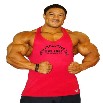 Stringer Tank Top in Red with CZW Athletics Design