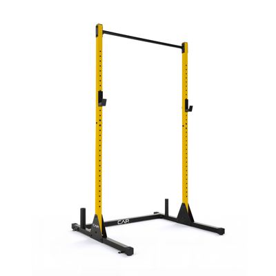 CAP Barbell Power Rack with Pull Up Bar & Attachments - Squat Rack & Strength Training Power Cage for Home Gym - Yellow