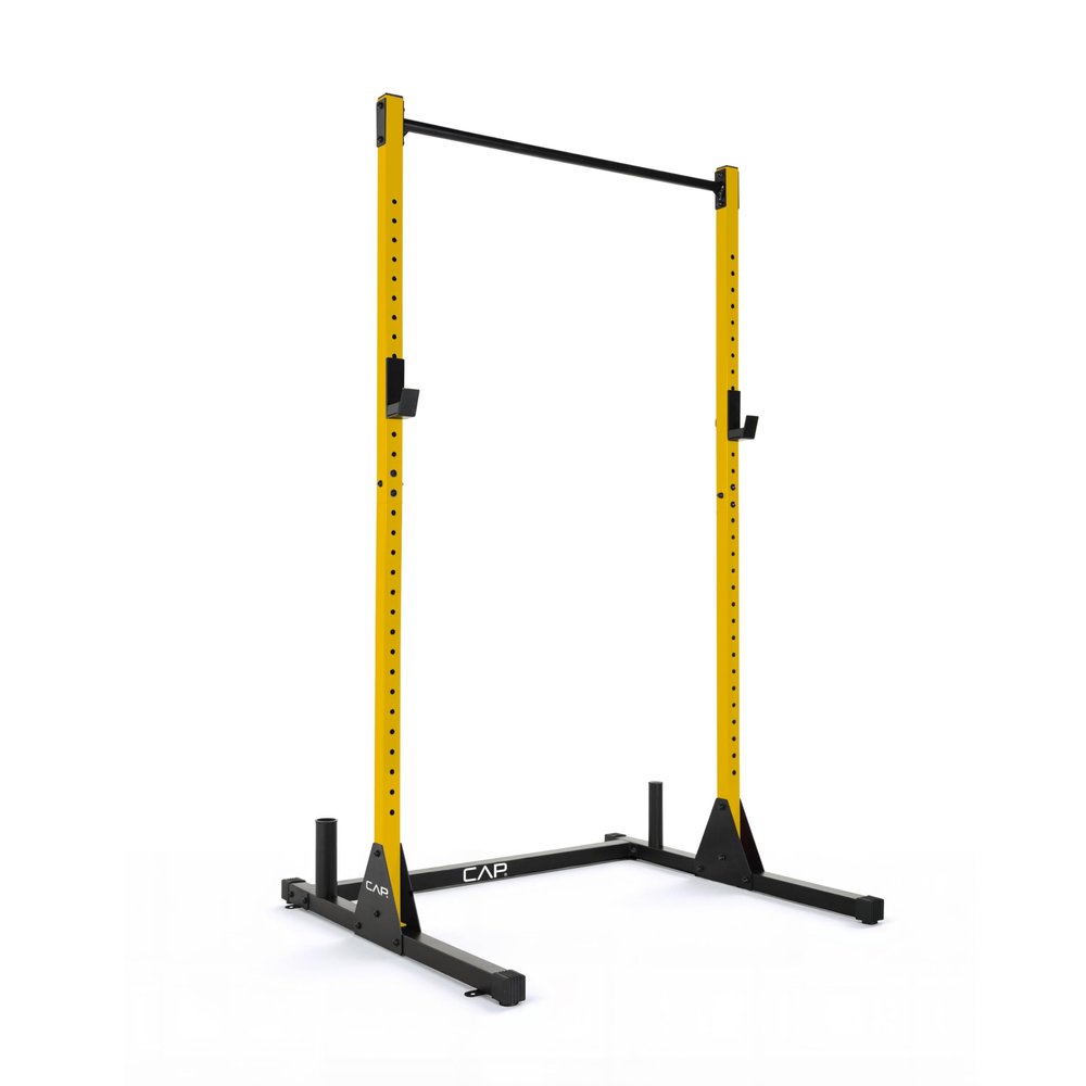 CAP Barbell Power Rack with Pull Up Bar & Attachments - Squat Rack & Strength Training Power Cage for Home Gym - Yellow