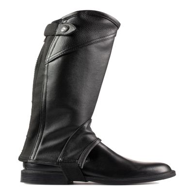 HORZE Unisex Soft Leather Zip-Up Equestrian Kids Half Chaps for Horseback Riding | See Size Chart in Description - Black - XL