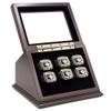 6-Slot Wooden Display Case Shadow Box with Slanted Glass Window for Sports Championship Rings - Rings Not Included view 2