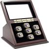 7 Slots Championship Wooden Display Case Shadow Box With Slanted Glass Window for Football, Basketball, Hockey, Sports Rings - Not Included view 2
