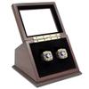 2 Slots Championship Ring Wooden Display Case Shadow Box With Slanted Glass Window for Football, Basketball, Hockey, Sports - Rings Not Included view 2