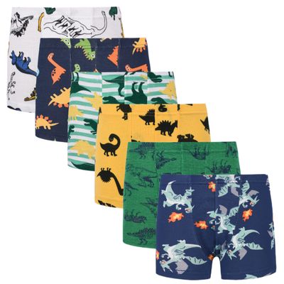 Cczmfeas Boys Toddler Dinosaur Cotton Underwear Boxer Briefs 6 Pack (6-8 Years, C- 6 Pack) Navy